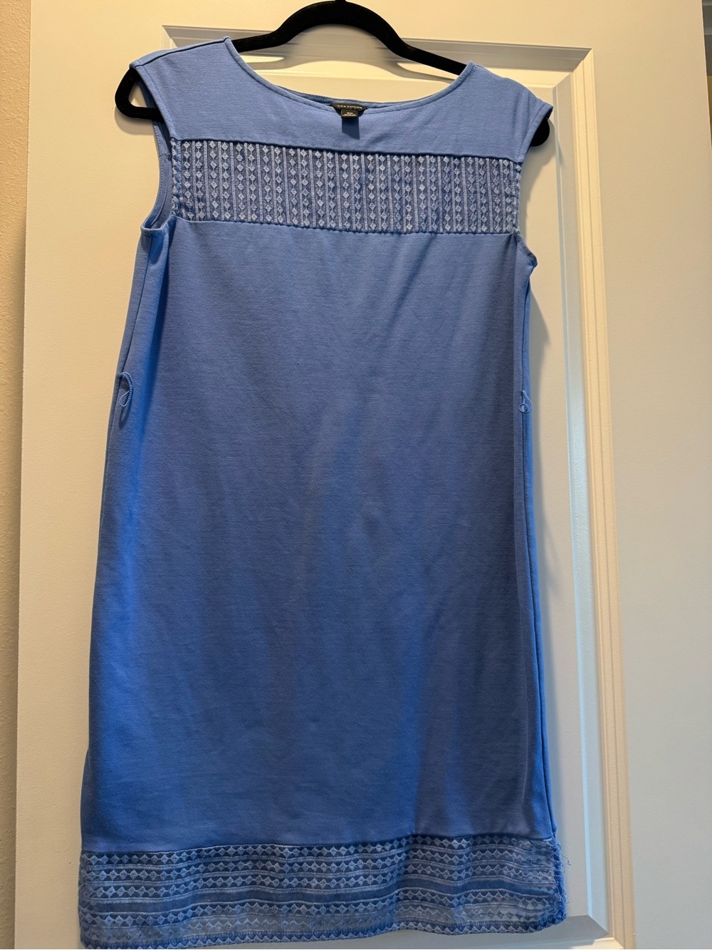 Ann Taylor Light Blue Knit Dress with Eyelet Hem